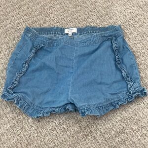 Crown & Ivy Girls Pull On Ruffle Cotton Denim Shorts Crown and Ivy